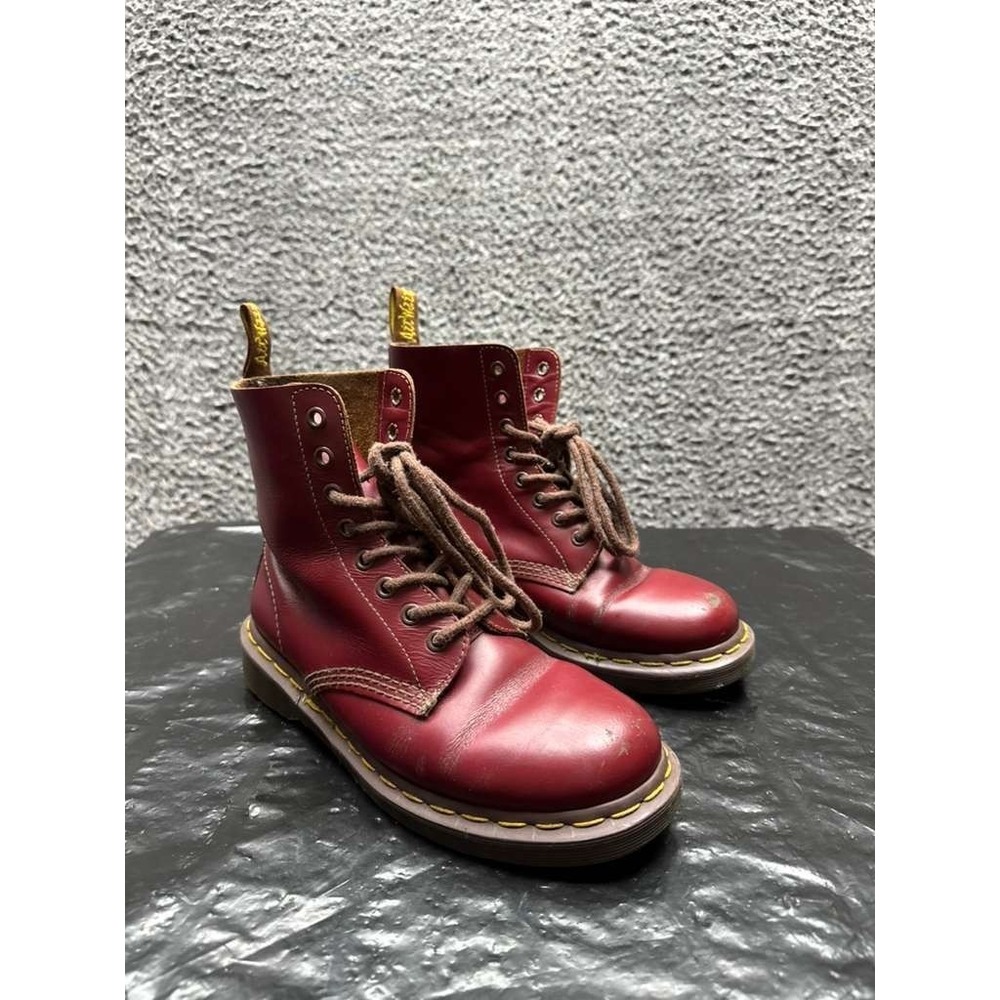 Vintage Dr. Martens 1460 Leather Lace Up Ankle Boots Cherry Red Womens Size 7 US